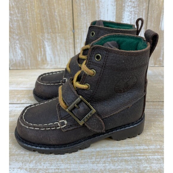 Polo Ralph Lauren Boys Brown Ranger Leather Boots New Size 7